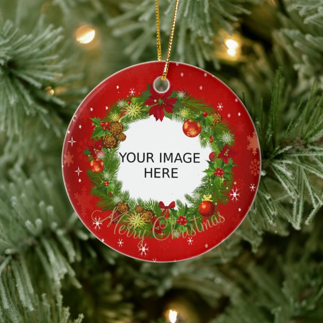 Ornamento De Cerâmica Crie sua própria Foto de Natal personalizada (Árvore)