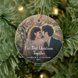Ornamento De Cerâmica Crie sua própria foto do Primeiro Natal Juntos