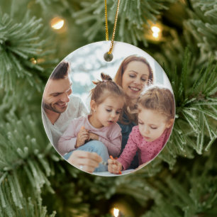 Ornamento De Cerâmica Crie Sua Própria Foto Personalizada em Duas Faces