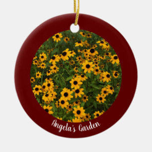 Ornamento De Cerâmica Crie sua própria foto personalizada vermelha escur