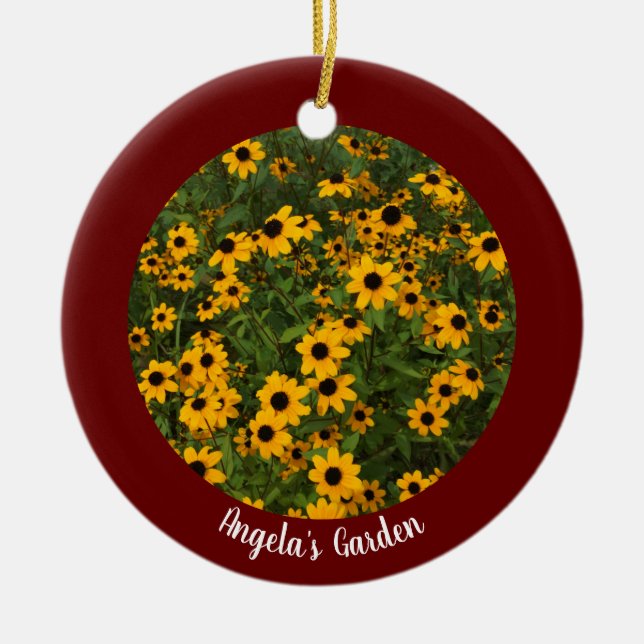 Ornamento De Cerâmica Crie sua própria foto personalizada vermelha escur (Frente)