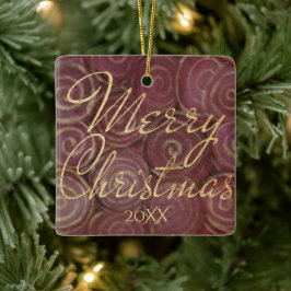 Ornamento De Cerâmica Crimson de Natal e Dourado