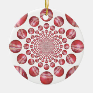 Ornamento De Cerâmica Crimson Vortex: Linda Bola de Críquete Vermelho