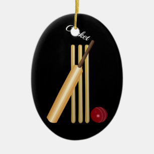 Ornamento De Cerâmica Críquete - Wicket, Bat and Ball