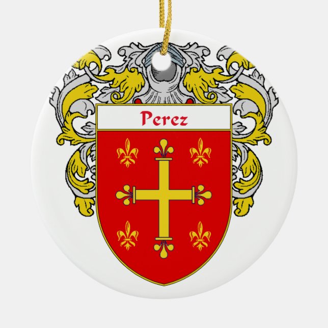Ornamento De Cerâmica Crista da brasão/família de Pérez (Frente)
