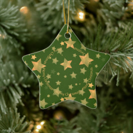 Ornamento De Cerâmica Cristã Moderna Minimalista Elegante Verde Dourada