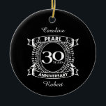 Ornamento De Cerâmica crista pérola do 30 de aniversário de casamento<br><div class="desc">Uma design romântica para comemorar seu 30 ano de casamento. Se você quiser alguma ajuda para personalizar este design, por favor, entre em contato comigo, eles podem pedir a este botão do designer, logo abaixo deste texto. Esta crista de 30 anos de aniversário de casamento tem o texto pérola, já...</div>