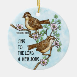 Ornamento De Cerâmica Cristão canta uma nova canção