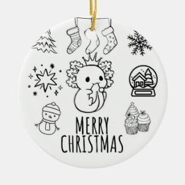 Ornamento De Cerâmica Cristmas axolotl