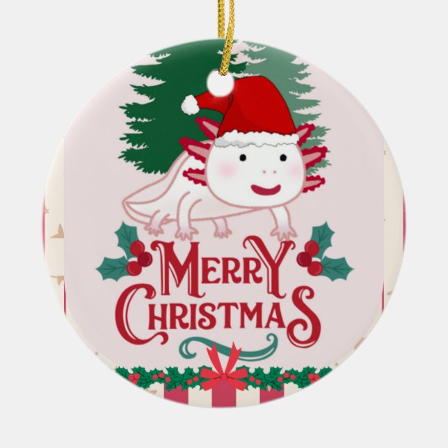 Ornamento De Cerâmica Cristmas axolotl (Frente)