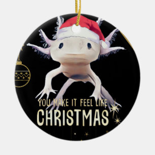 Ornamento De Cerâmica Cristmas do Axolotl