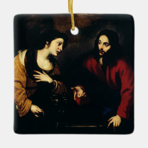Ornamento De Cerâmica Cristo e a Mulher Samaritana