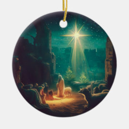 Ornamento De Cerâmica Cristo é nascer! cena de Belém