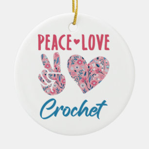 Ornamento De Cerâmica Crochet de Paz