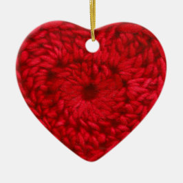 Ornamento De Cerâmica Crochet Red Yarn HearArtesanatos