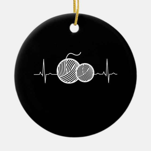 Ornamento De Cerâmica Crocheting - Crochet Thread Hearbeat (Frente)