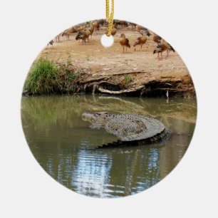 ORNAMENTO DE CERÂMICA CROCODILO QUEENSLAND AUSTRÁLIA
