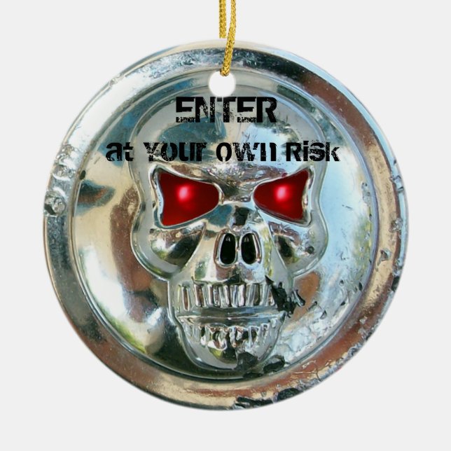 ORNAMENTO DE CERÂMICA CROME SKULL DAMASK DOOR HANGER (Frente)