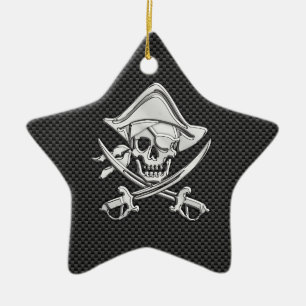 Ornamento De Cerâmica Cromo como pirata em fibra de carbono negro