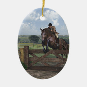Ornamento De Cerâmica Cross Country - Jumping Horse Ornament