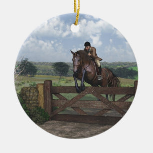 Ornamento De Cerâmica Cross Country - Jumping Horse Ornament