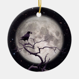 Ornamento De Cerâmica Crow and Moon, Crow Art, Raven, Gothic, Night