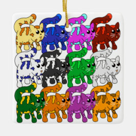 Ornamento De Cerâmica Crowd de Kitten, Padrão Xmas Bonito