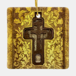 Ornamento De Cerâmica Crucifixo com Relíquias de Santos Ícone Ortodoxo