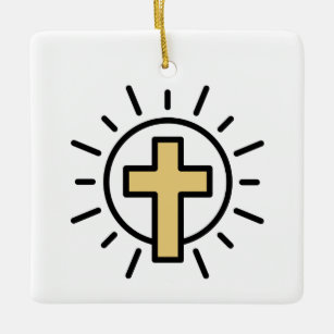 Ornamento De Cerâmica Cruz Cristã Simples