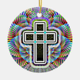 Ornamento De Cerâmica Cruz de Dois Lados