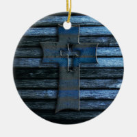 Cruz de madeira azul