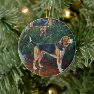 Ornamento De Cerâmica Cruzeiro de Natal da Beagle: Delito de Férias Paws