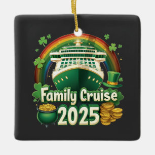 Ornamento De Cerâmica Cruzeiro em Família 2025 Dia de São Patrício Corre