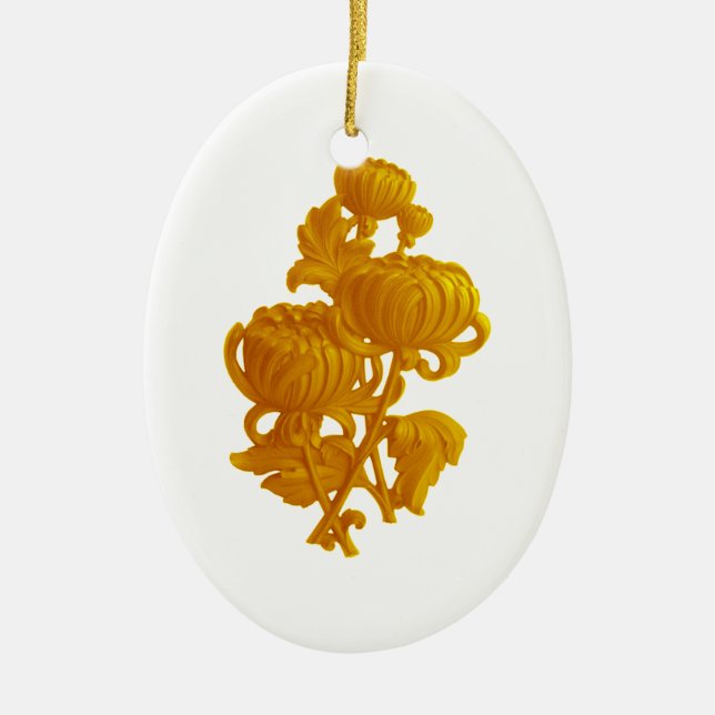 Ornamento De Cerâmica Crysanthemum Amarelo (Frente)