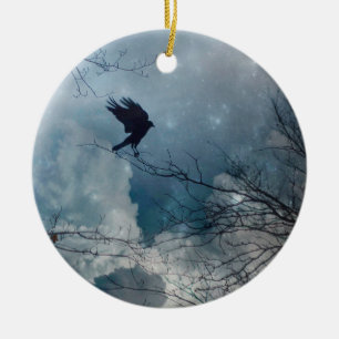 Ornamento De Cerâmica Crystal Blue Crow Sky