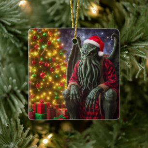 Ornamento De Cerâmica Cthulhu Feliz de natal de Creepmas Cthulhumas