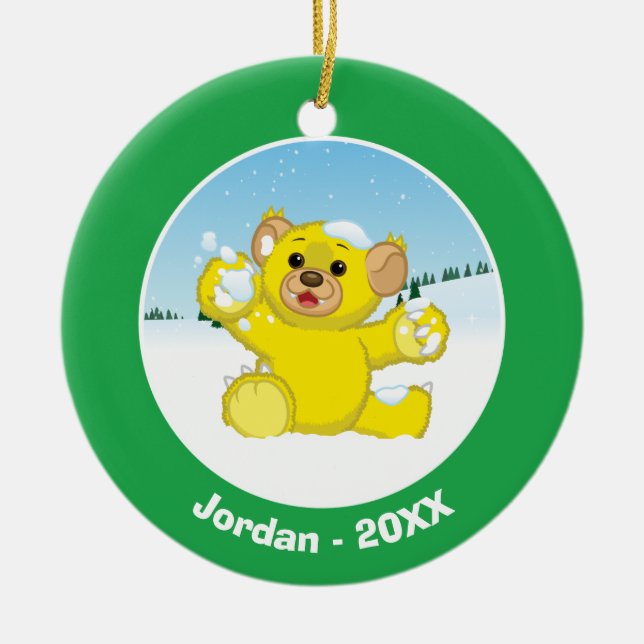 Ornamento De Cerâmica Cub macio amarelo (Frente)
