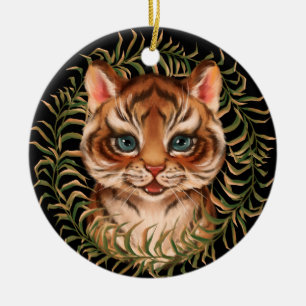 Ornamento De Cerâmica Cubo de Tigre