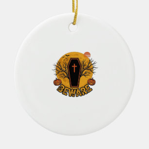 Ornamento De Cerâmica Cuidado Camisa Vintage Abóbora Caixão Halloween De