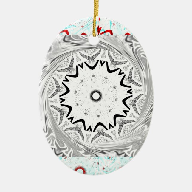 Ornamento De Cerâmica Cultura Africana vibrante: Uma fusão rosa e ciano (Frente)