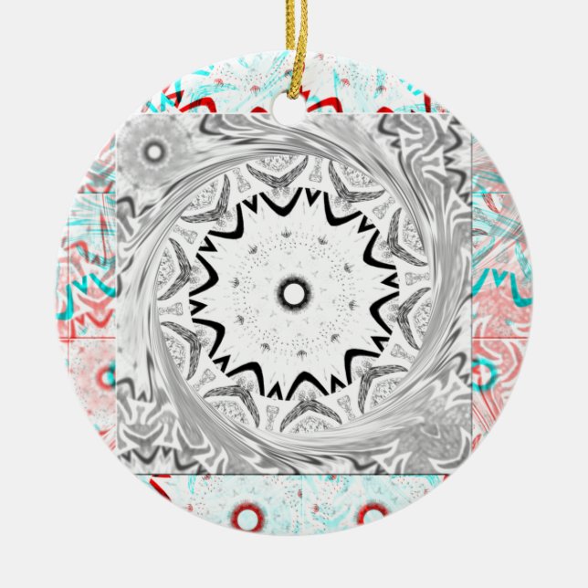 Ornamento De Cerâmica Cultura Africana vibrante: Uma fusão rosa e ciano (Frente)