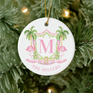 Ornamento De Cerâmica Cume de Natal Flamingo Elegante