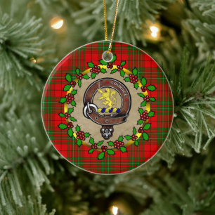 Ornamento De Cerâmica Cumming Clan Crachá & Tartan Personalizado Xmas