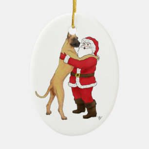 Ornamento De Cerâmica Cumprimento Jowly do Natal de great dane