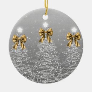 Ornamento De Cerâmica Cumprimentos de Férias Árvores de Natal Prata Arco
