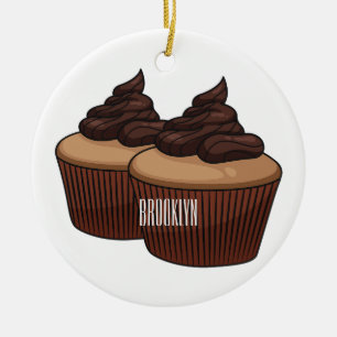 Ornamento De Cerâmica Cupcake cartoon illustration