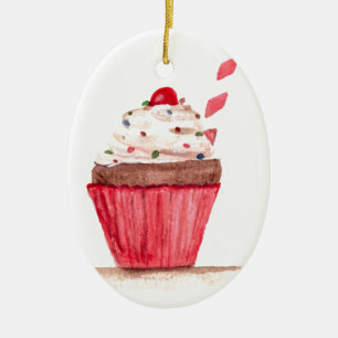 Ornamento De Cerâmica Cupcake comida