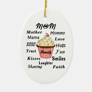 Ornamento De Cerâmica Cupcake da família da mamã
