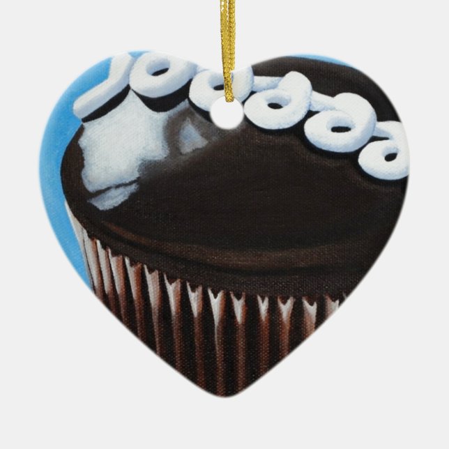 Ornamento De Cerâmica Cupcake da hospedeira (Frente)