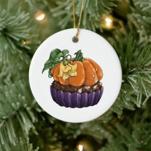 Ornamento De Cerâmica Cupcake de abóbora